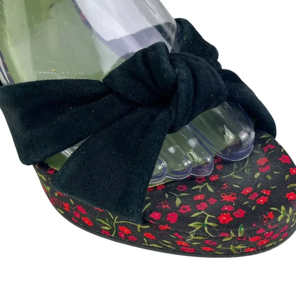 Rampage Floral Ankle Strap Espadrille Wedge Sandal Women's Size 7 M Leather